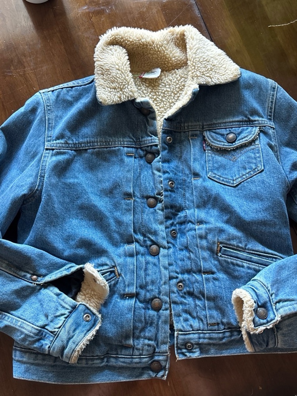 Juniors Levi's Blue Denim Jacket with Cream Sherpa Lining